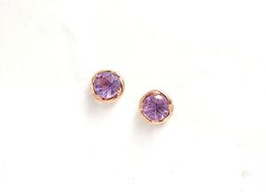 Natürlicher Amethyst-Ohrring für Frauen 18 Karat überzogener 925 Sterlingsilber-Amethyst-Zirkon-Ohr-Bolzen-Frauen-Silber-Schmuck