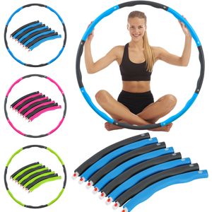 Hula Hoop Reifen für Erwachsene Fitness Bauchtrainer Ring Training Fitnesstraining Massage Schaumstoff 8 abnehmbare Teile Blau - Grau