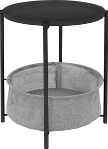 ML-Design Beistelltisch rund mit Stoffkorb & abnehmbarer Tablett, Couchtisch aus Metall