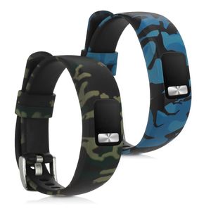 kwmobile Armband kompatibel mit Garmin Vivofit 4 - 2x Fitnesstracker Sportarmband aus TPU und Silikon - Camouflage Schwarz Hellgrün Dunkelgrün