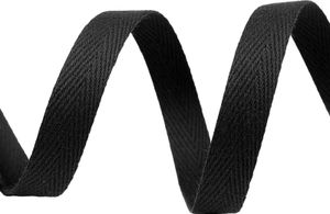 50m Köperband 10mm breit große Farbwahl Einfass- Nahtband Gurtband Baumwollband, Größe:10mm, Farbe:schwarz