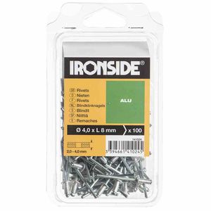 Ironside 141-024 Blindnieten 4,0/8, silber-grau (100er Pack)
