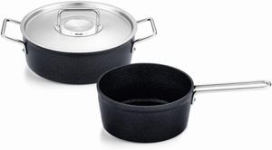 Fissler Adamant / Aluminium-Kochtopfset, 2-teilig, Töpfe-beschichtet mit Metalldeckel, antihaftend (1 Bratentopf, 1 Stielkasserolle) - Induktion