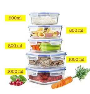 10tlg. Frischhaltedosen Glas Lunchbox Vorratsdosen Brotdose luftdicht -40 bis 250°C