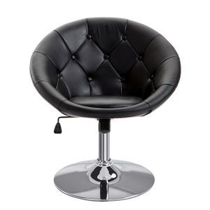 HOMCOM pracovní stolička otočná kancelářská židle chromovaná výškově nastavitelná, PU+ocel, černá/bílá, 68x59x80-92cm (černá)