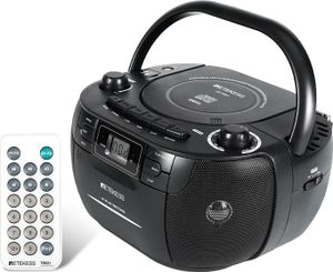 Retekess TR621 Tragbares CD Radio,Kassettenspieler CD,Stereo mit AM FM-Radio,Kassettenrekorder,Unterstützung von USB/TF/Kopfhörer, mit Fernbedienung(