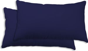 2er Set Kissenbezug Kissenhülle 40x80 cm navy blau Uni Kopfkissenbezug Baumwolle