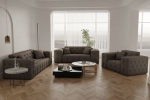 Sofagarnitur CLOUD Couch 3+2+1 Lounge, Wohnlandschaft stilvol EBENHOLZ