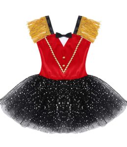 Kinder Mädchen Kostüm Gr. 98-104 Cm Zirkus Outfits Pailletten Kleid Tutu Rock Quaste Tanzkleid Ringmaster Cosplay Verkleidung Karneval Party Kleid
