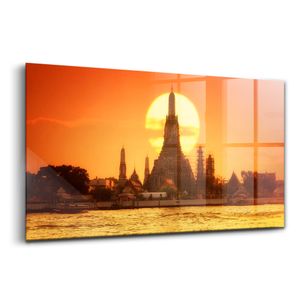 Obraz z tvrdeného skla - Maľovanie Stien - Temperované Sklo - 140x70 cm - Wat arun Bangkok Thajsko