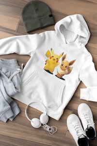 Kinder Kapuzenjacke Süßes Pikachu Evolie Pokemon Trainer Kids Shirt Comic Anime Manga Hoody