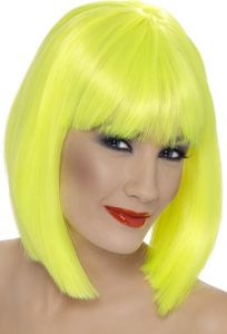 Perücke Lady Pagenkopf Glam Neon-Gelb