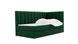 Postel KULMA s pružinovou postelí a čelem ve tvaru L, 100 x 200 cm, s podstavcem pod postel, barva: smaragdově zelená