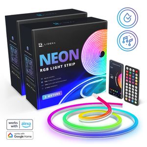 Lideka® NEON LED-Streifen 6m, RGB Neon LED Strip, App Steuerung WLAN und Fernbedienung, led leiste, Musik Sync, mit Alexa und Google Assistant, Deko