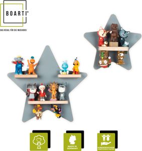 BOARTI Holzregal hängend | platzsparendes Regal | Maße: H. 33 x B. 33 x T. 5 cm | Elegantes Regal hängend | Aufbewahrungsregal | passend für passend für Tonie-Regal - Stern Set
