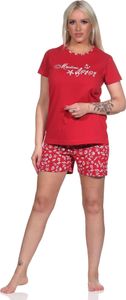 Damen Shorty kurzarm Pyjama in toller maritimer Optik - 122 205 10 753 ; rot , 48-50
