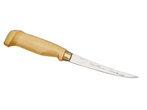 Finnisches Filetiermesser, Klinge 10 cm, Holzgriff,, Lederscheide