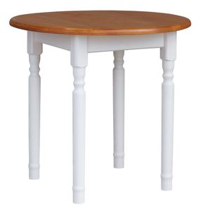 Weißer Runder Tisch II aus massivem Kiefernholz mit Tischplatte in der Farbe Alder 90 cm