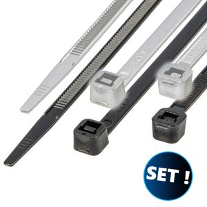 MASTERPROOF PROFESSIONAL Kabelbinder-Set 30-teilig 4,8 mm x 290 mm, je 15 x schwarz/weiß, UV-beständig