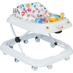 Baby Walker Lauflernhilfe Lauflernwagen Kindersitz mit Spielzeug Höhenverstellbar Gehwagen Gehfrei Weiß