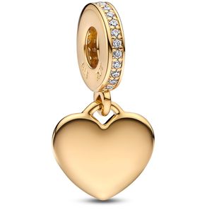 Pandora Charm Engraved Heart Tag 768761C01 Gelbgold 14 Karat vergoldet Zirkonia
