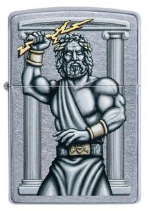 ZIPPO - Zeus Design Street Chrome™ Silber Sturmfeuerzeug nachfüllbar Benzin Griechische Götter Mythologie 60005501