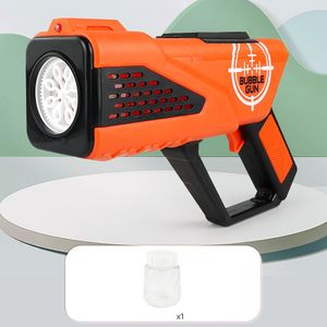 8 Loch Seifenblasenmaschinen mit Lichtern großer Kapazität, Automatische seifenblasenpistole Mit Seifenblasen Für Kinder-Orange