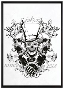 Joker white Leinwandbild 100x70 cm im Bilderahmen | Wandbild  | Schattenfugenrahmen | Kein Poster