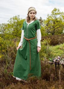 Kurzärmelige Cotehardie Ava, Mittelalterkleid, grün - Mittelalter Wikinger LARP Kleid Kostüm Verkleidung Größe: XL