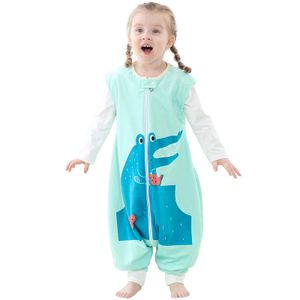 Ärmelloser Babyschlafanzug - Baumwollschlafsack mit Reißverschluss an den Füßen - Winter Onesie Pyjama, 1-6 Jahre L Krokodil