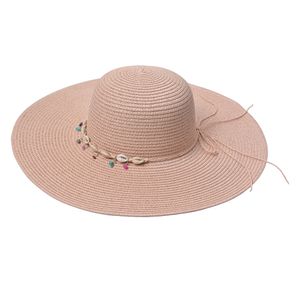 Clayre & Eef dámský klobouk růžový papír slaměné mušle