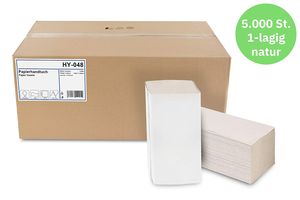 Hypafol Papierhandtücher für Spender | Recycling, 1-lagig, 25 x 23 cm | 5.000 Blatt | ZZ/V-Falz geeignet für Handtuchspender in Toiletten, Büros, Praxen und Studios