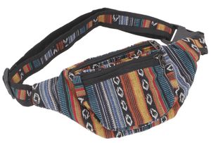 Ethno Sidebag & Gürteltasche, Hüfttasche - Modell 7, Unisex - Erwachsene, Blau, Baumwolle, 14*22 cm, Festival- Bauchtasche Hippie