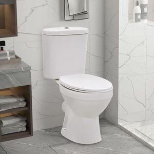 Stand-WC mit Spülkasten und Soft-Close-Sitz Keramik Weiß