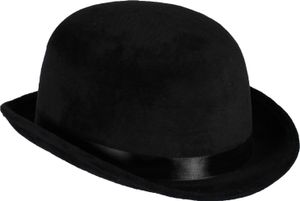 Melone "Top Colour" Velour mit Satinband 60 cm | Schwarz - Bowler Hut Erwachsene