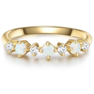 Ring Sterling Silber gelbgold Opal (synth.) Zirkonia weiß 56