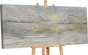 YS-Art Großes Abstraktes Wandbild „Meer Dämmerung“. Gemälde auf Leinwand PS 028 (160x80 cm)