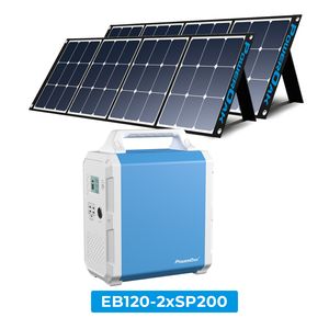 BLUETTI EB120 Solar Stromerzeuger mit 2PCS SP200 200W Solar Panel inklusiv, Notstrom wiederaufladbarer Generator 1200Wh mit 2x220V 1000W AC Steckdosen Solar Bundle Kit für Stromausfall Camping Outdoor