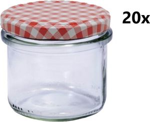 Zavařovací sklenice 235 ml STURZ / ROVNÁ čirá 20 ks VČETNĚ KÁRO ČERVENÝCH VÍČEK, Počet kusů v balení: 20