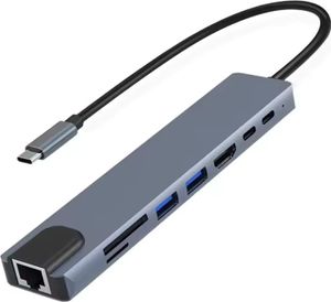 USB-C Hub Dockingstation 8-IN-1 Adapter 4K HDMI USB 3.0 LAN RJ45 Ethernet Micro SD Kartenleser für Apple Dell HP Lenovo Asus Acer Microsoft Samsung