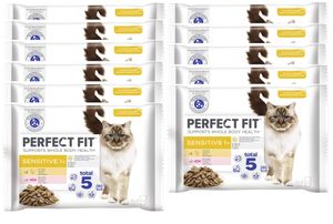 PERFECT FIT Katze Portionsbeutel Multipack Sensitive 1+ mit Huhn und mit Lachs 11 x 4 x 85g