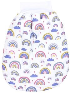 TupTam Baby Strampelsack Schlafsack mit breitem Bund Winterschlafsack für Mädchen Jungen Babyschlafsack, Farbe: Regenbogen Blau Amarant Gelb, Größe: 0 - 6 Monate