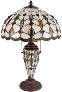 Clayre & Eef Tiffany Tischlampe Ø 40x60 cm Beige Braun Glas Halbkreis