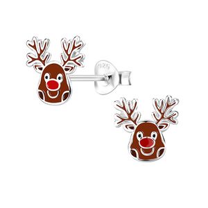 Ohrstecker Weihnachten: Ohrringe Silber 925 für Kinder & Damen Rentier (Reindeer)