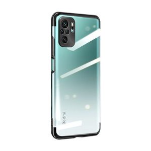 Jasná farba silikónový gél galvanizácia rám mobilný telefón kryt ochranný kryt pre Xiaomi Redmi Note 10 / Redmi Note 10S Black