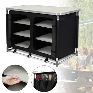 LARS360 100 x 50 x 80 cm Campingschrank Campingküche mit Aluminiumgestell mit Tragetasche Küchenbox Reiseküche Outdoor Camping Küche Zeltschrank