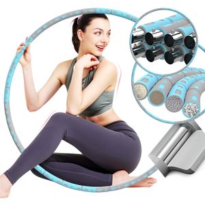 Hula Hoop Reifen Bauchtrainer Edelstahlkern Fitness 1-3 kg Schaumstoff 8-teilig Blau-Grau