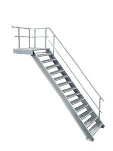 13 Stufen + Podest Stahltreppe mit Geländer rechts / Stufenbreite 100cm / Geschosshöhe 210-280cm