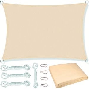 Kanwod Sonnensegel 2x2m wasserdicht, Seilspannmarkise für Balkon und Terrasse, UV-Schutz, inkl Befestigungsseile, beige