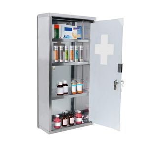 VA-Cerulean skříňka na léky Uzamykatelná skříňka na léky 4 přihrádky Lékárenská skříňka, s dvířky z matného skla, pro domácí použití Farmaceutické přípravky Léky Masti Skladování, 30 x 12x 57,5 cm